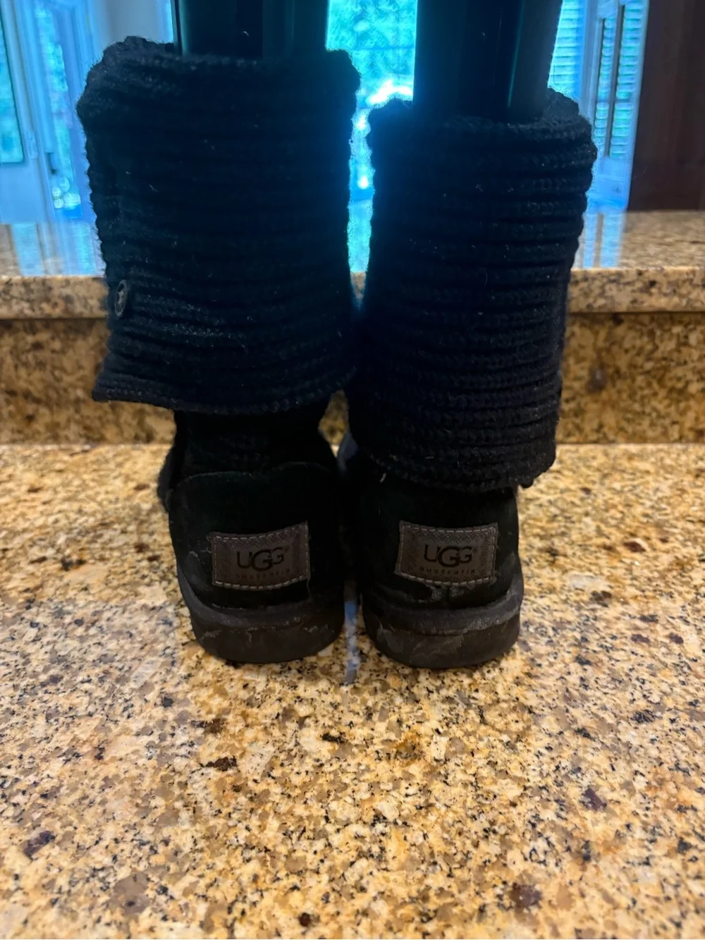 UGG black Classic Cardi sweater boots shearling footbed 7